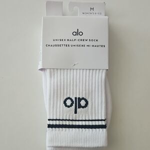 ALO Yoga White and Black Unisex Half-Crew Socks